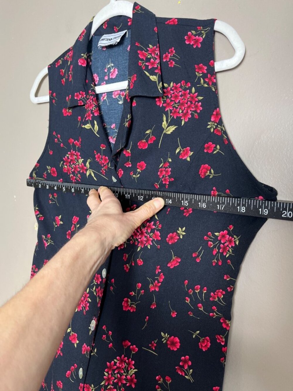 Vtg 90s Floral Midi Dress Black Red A-line Button Grunge Whimsigoth Jumper Wom M - Picture 4 of 9